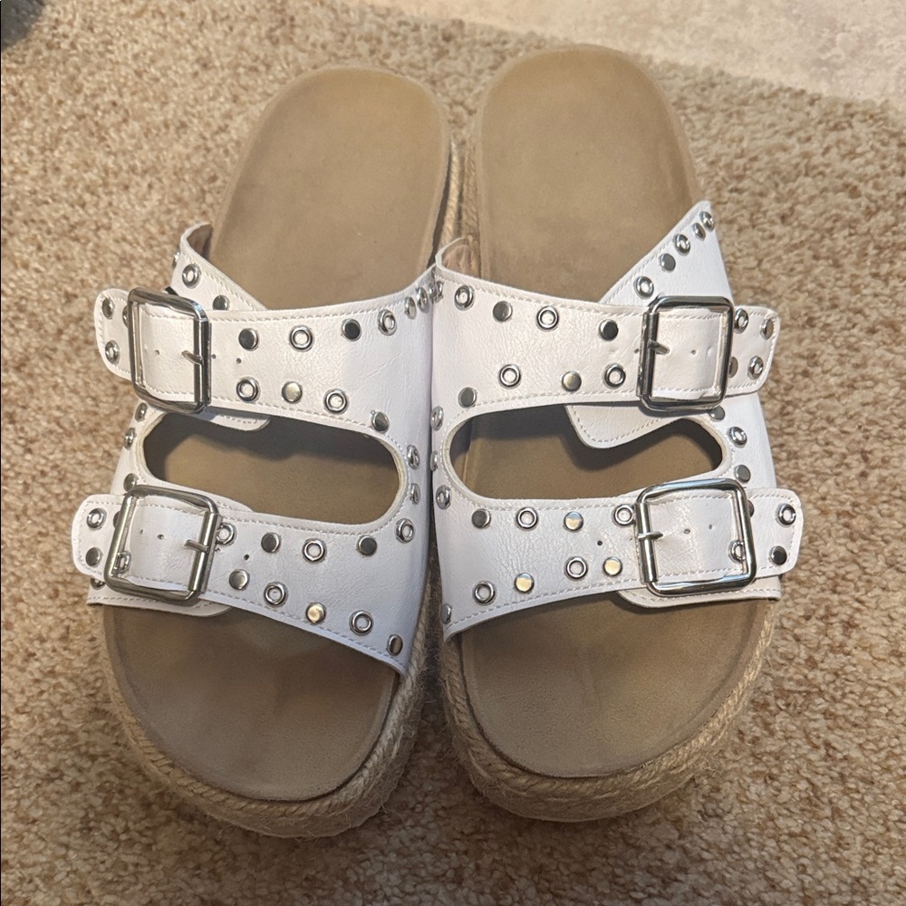 White Studded Women's Sandals